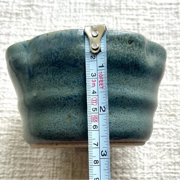 Handcrafted Studio Pottery Blue Bowl 3” Tall - Picture 7 of 9